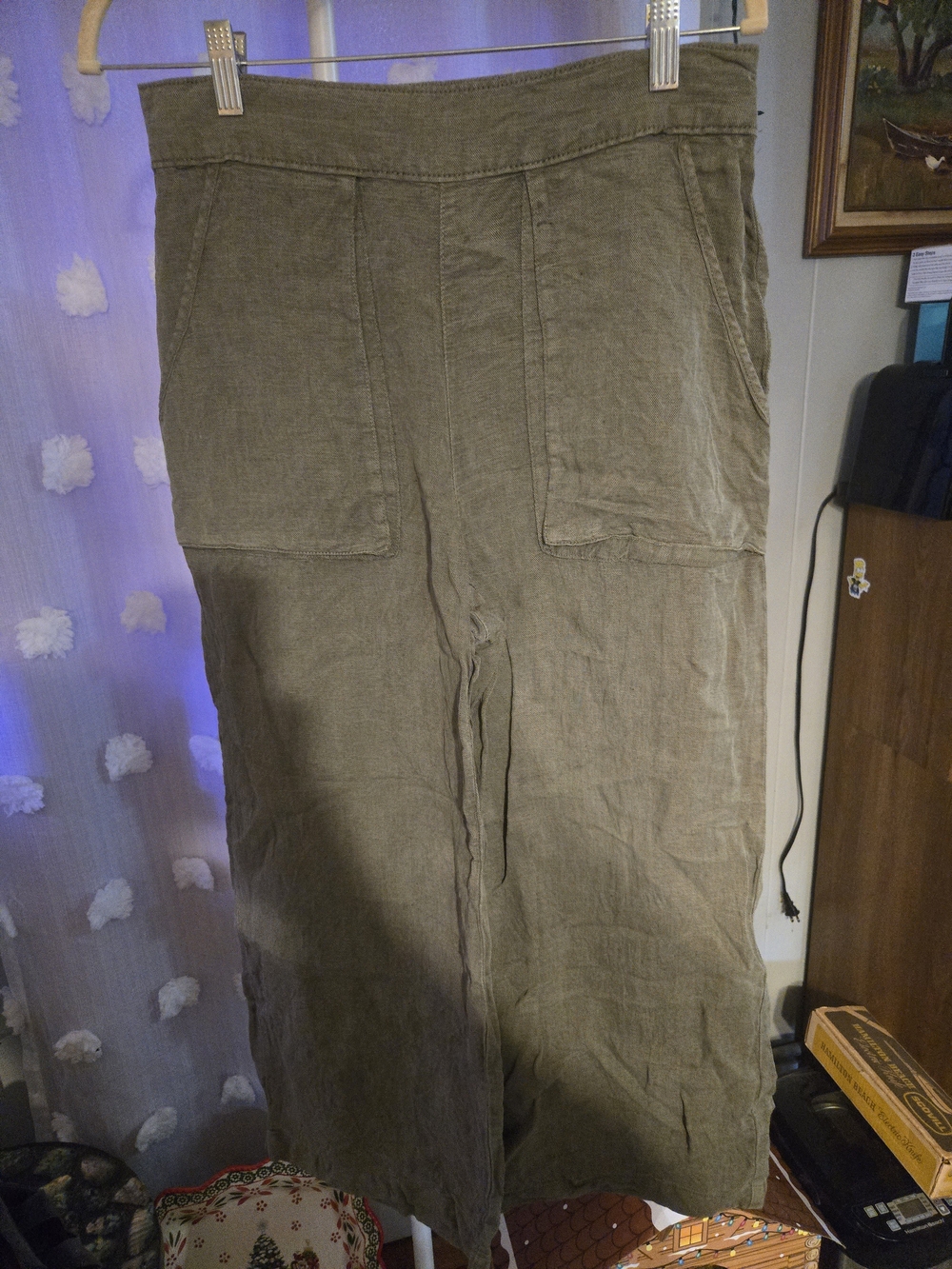 Cynthia Rowley Olive Green Wide Leg Pants Size M Utility Boho